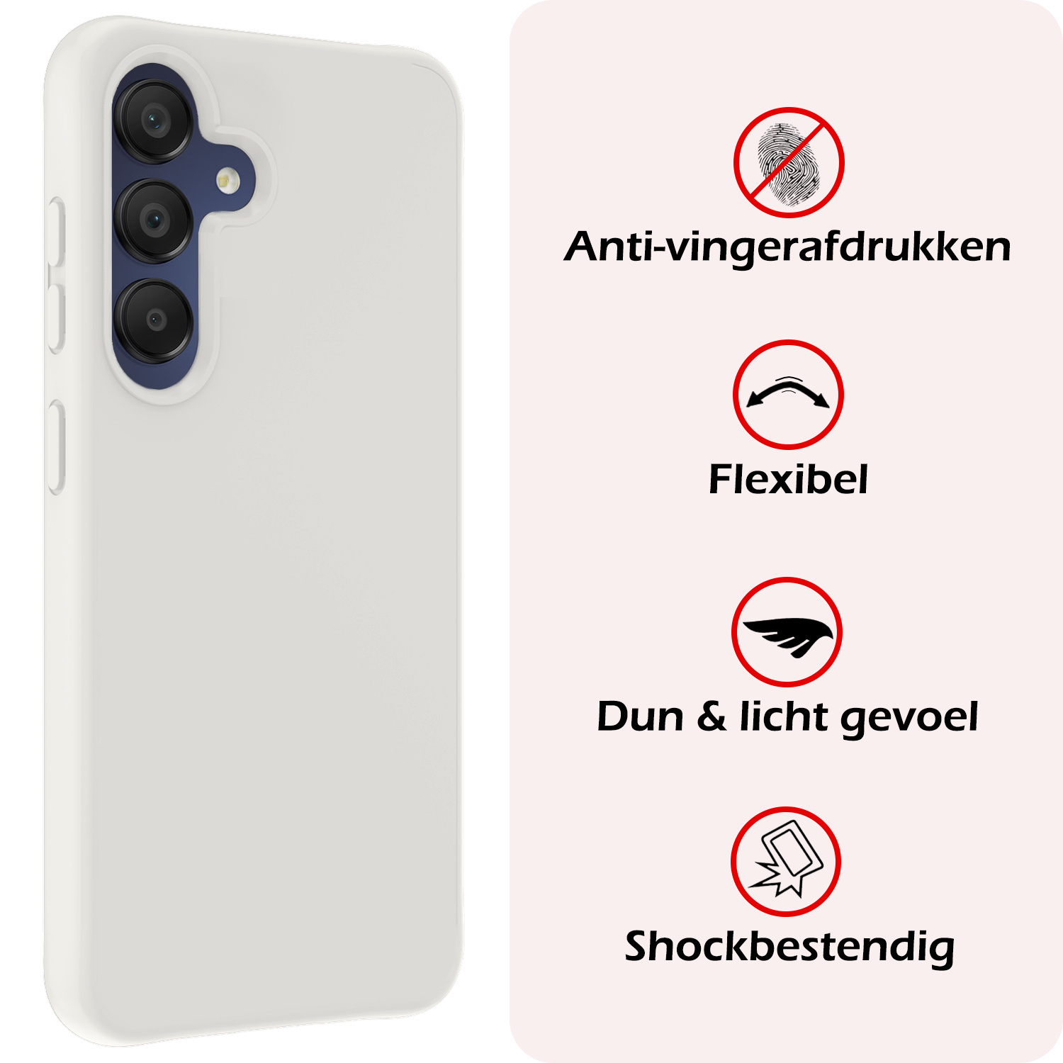 NoXx Hoes Geschikt voor Samsung A15 Hoesje Cover Siliconen Back Case Hoes Met 2x Screenprotector - Wit