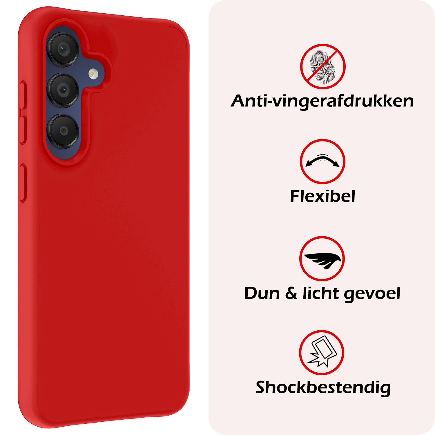 NoXx Hoes Geschikt voor Samsung A15 Hoesje Cover Siliconen Back Case Hoes Met 2x Screenprotector - Rood