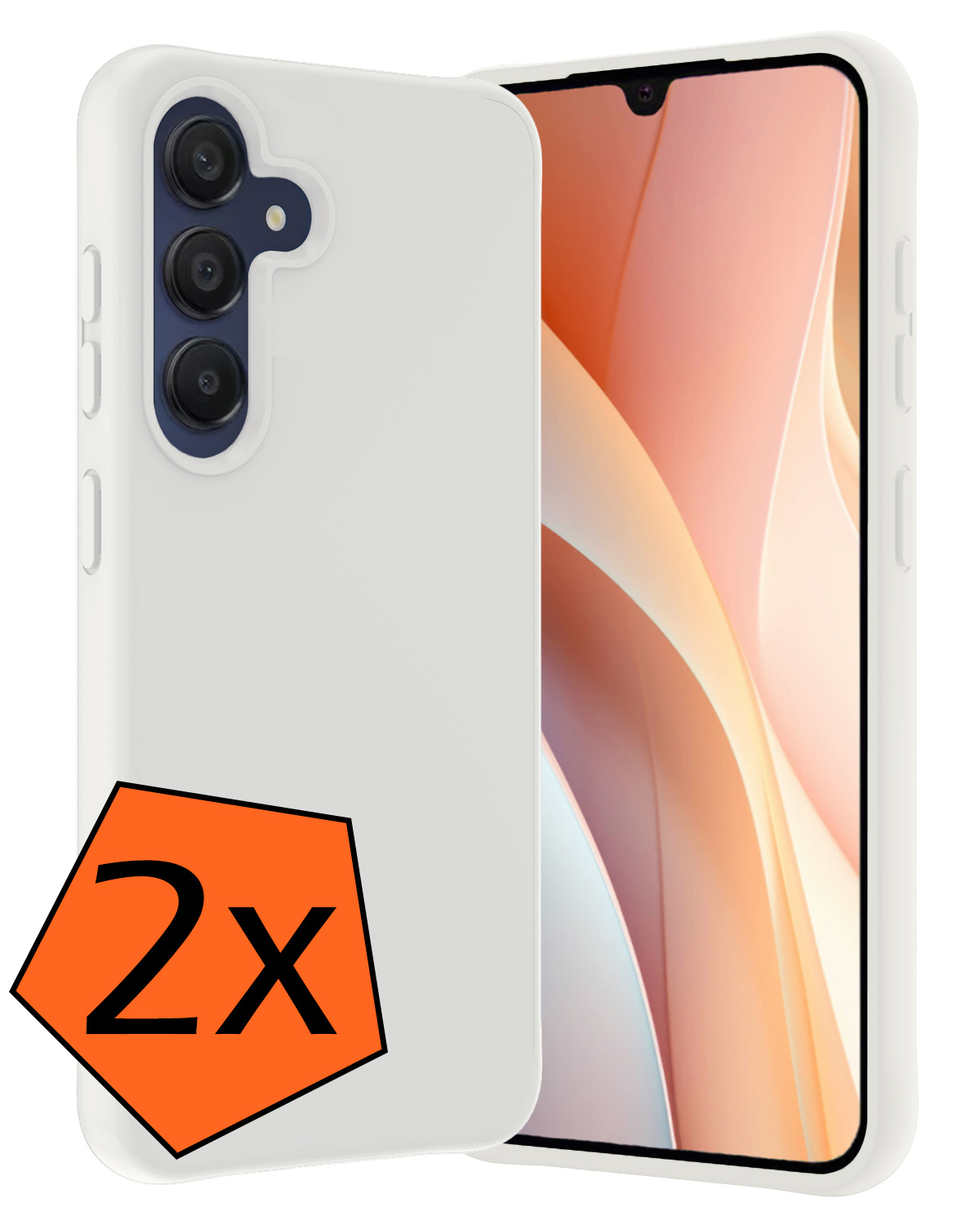 Nomfy Hoesje Geschikt voor Samsung A15 Hoesje Siliconen Cover Case - Hoes Geschikt voor Samsung Galaxy A15 Hoes Back Case - 2-PACK - Wit