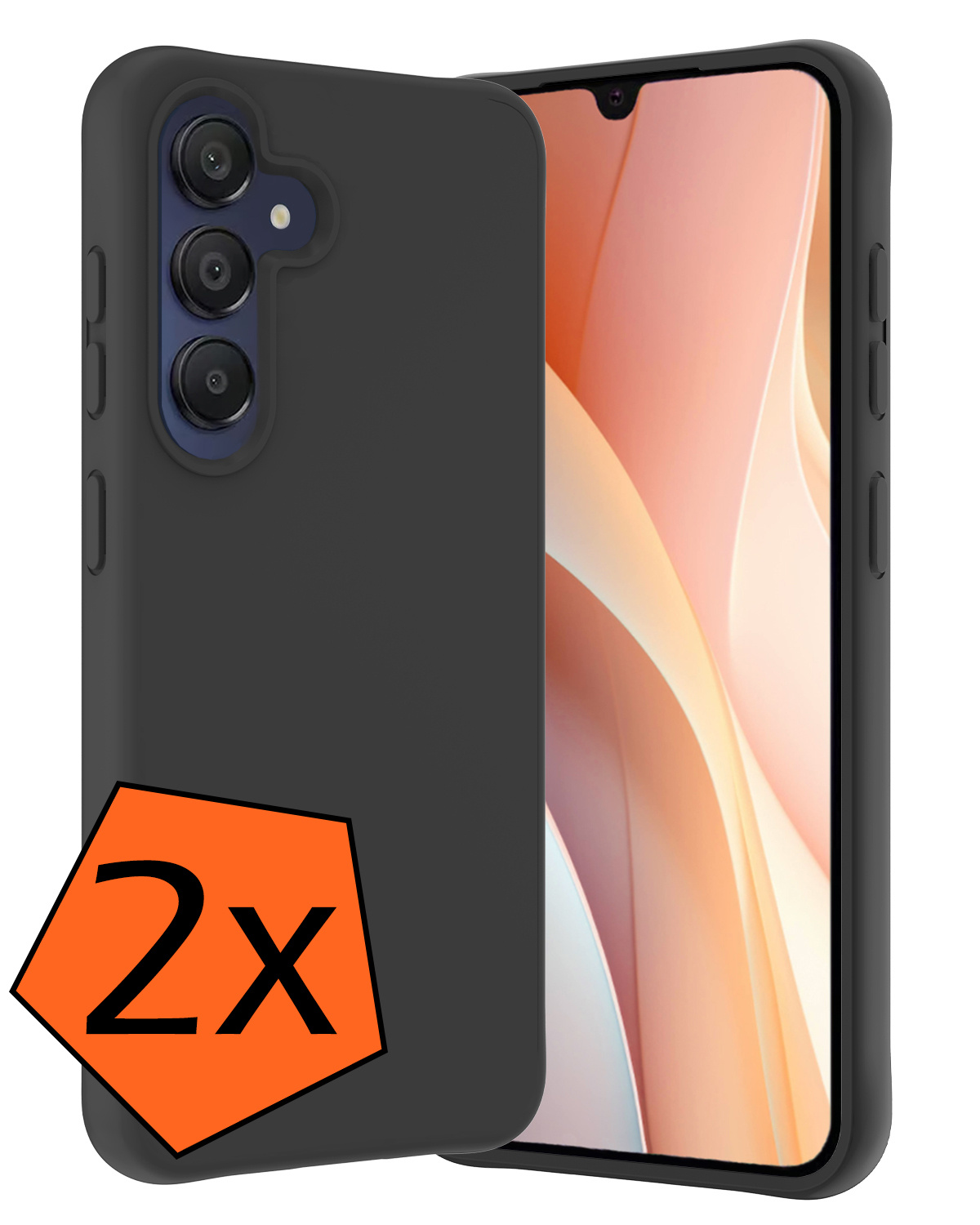 Nomfy Hoesje Geschikt voor Samsung A15 Hoesje Siliconen Cover Case - Hoes Geschikt voor Samsung Galaxy A15 Hoes Back Case - 2-PACK - Zwart