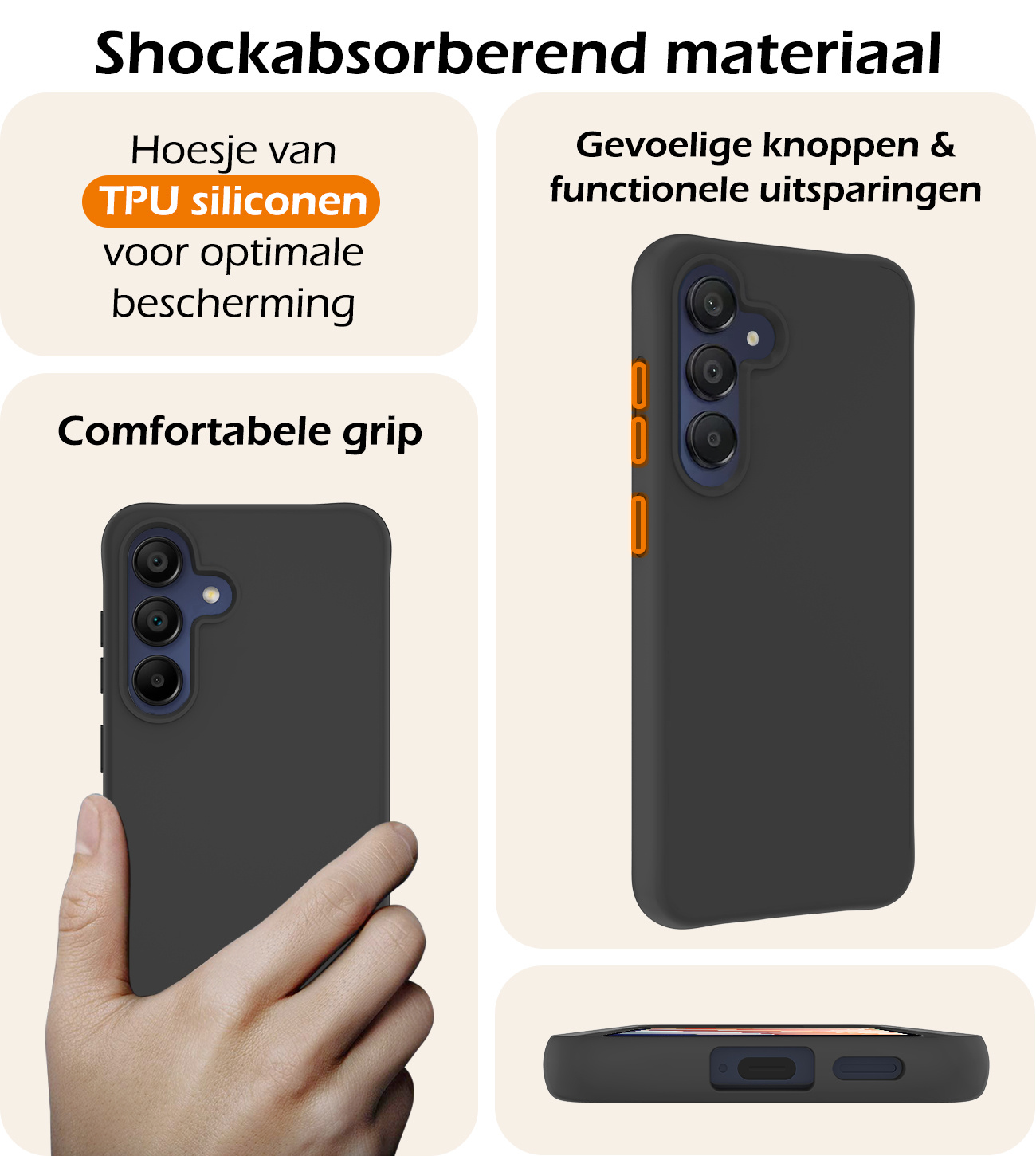 Nomfy Hoesje Geschikt voor Samsung A15 Hoesje Siliconen Cover Case - Hoes Geschikt voor Samsung Galaxy A15 Hoes Back Case - 2-PACK - Zwart