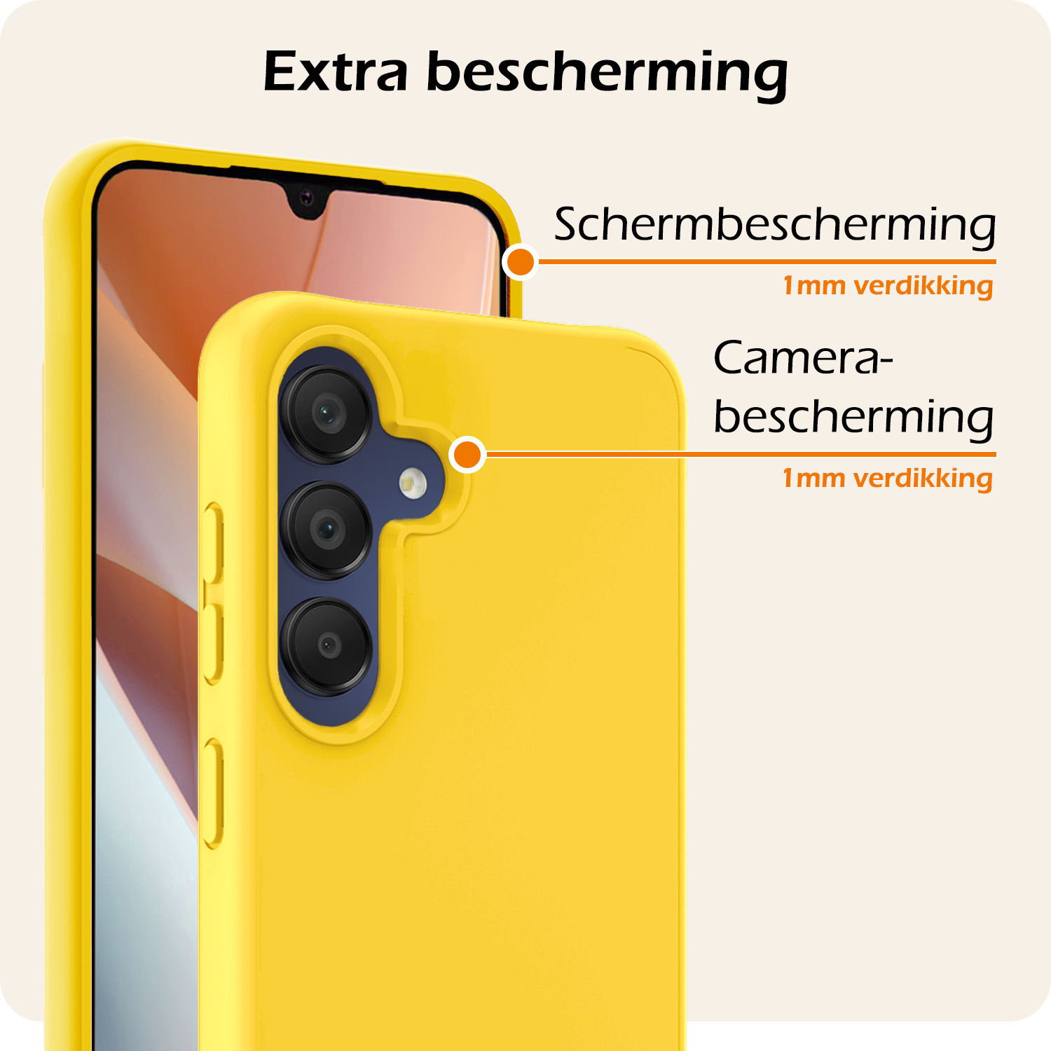 Nomfy Hoesje Geschikt voor Samsung A15 Hoesje Siliconen Cover Case Met Screenprotector - Hoes Geschikt voor Samsung Galaxy A15 Hoes Back Case - Geel