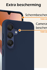 Nomfy Hoesje Geschikt voor Samsung A15 Hoesje Siliconen Cover Case Met 2x Screenprotector - Hoes Geschikt voor Samsung Galaxy A15 Hoes Back Case - Donkerblauw