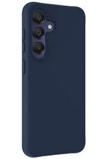 Nomfy Hoesje Geschikt voor Samsung A15 Hoesje Siliconen Cover Case Met 2x Screenprotector - Hoes Geschikt voor Samsung Galaxy A15 Hoes Back Case - Donkerblauw