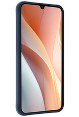Nomfy Hoesje Geschikt voor Samsung A15 Hoesje Siliconen Cover Case Met 2x Screenprotector - Hoes Geschikt voor Samsung Galaxy A15 Hoes Back Case - Donkerblauw