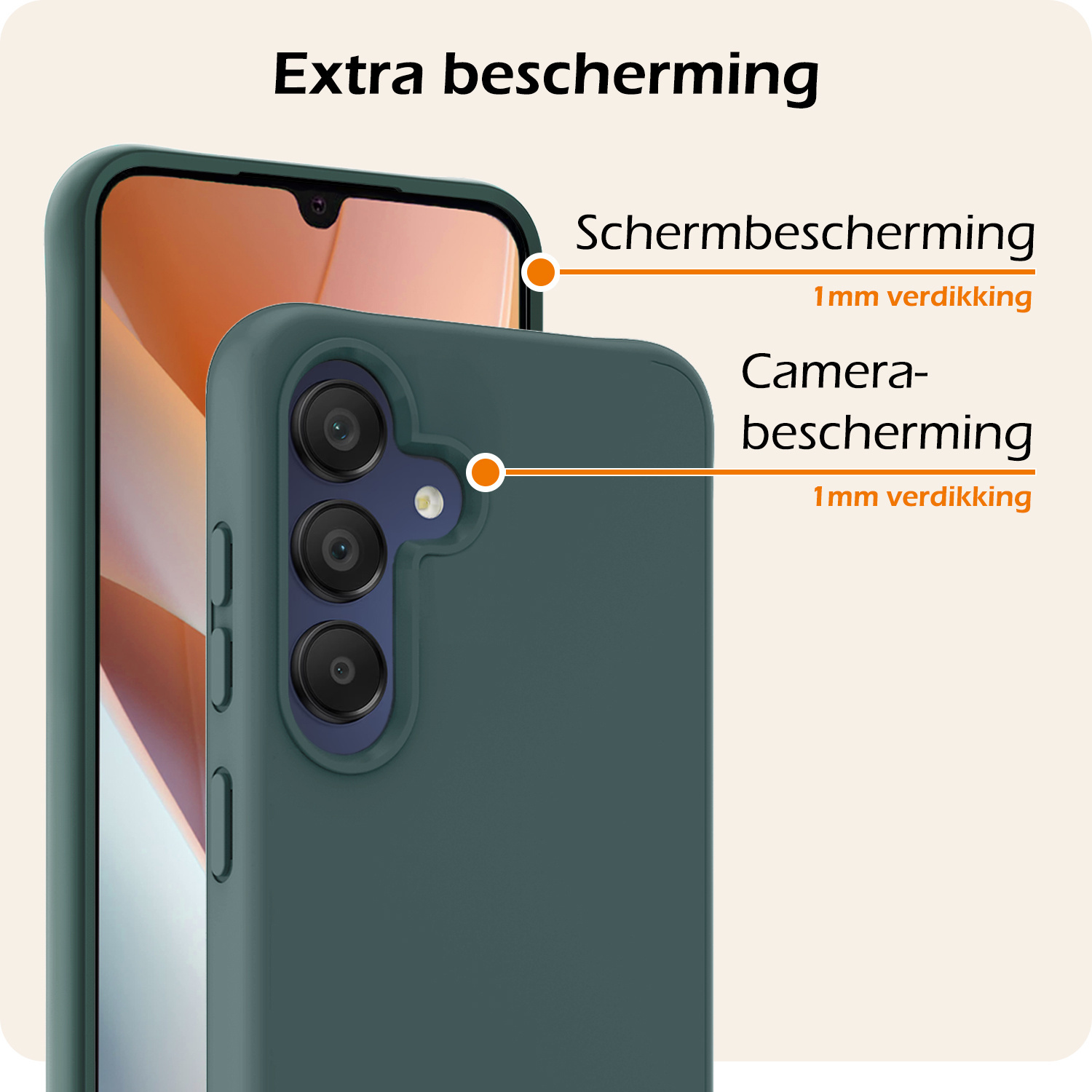 Nomfy Hoesje Geschikt voor Samsung A15 Hoesje Siliconen Cover Case Met 2x Screenprotector - Hoes Geschikt voor Samsung Galaxy A15 Hoes Back Case - Donkergroen