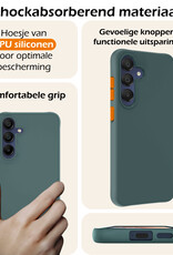 Nomfy Hoesje Geschikt voor Samsung A15 Hoesje Siliconen Cover Case Met 2x Screenprotector - Hoes Geschikt voor Samsung Galaxy A15 Hoes Back Case - Donkergroen