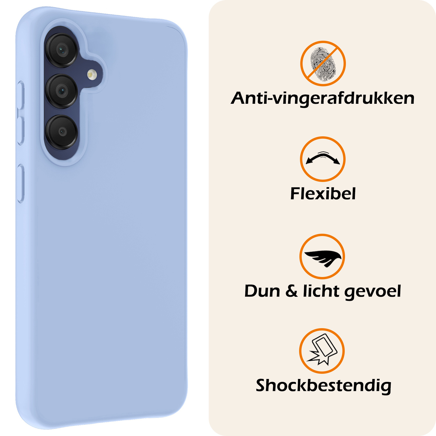 Nomfy Hoesje Geschikt voor Samsung A15 Hoesje Siliconen Cover Case Met 2x Screenprotector - Hoes Geschikt voor Samsung Galaxy A15 Hoes Back Case - Lichtblauw