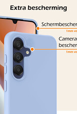 Nomfy Hoesje Geschikt voor Samsung A15 Hoesje Siliconen Cover Case Met 2x Screenprotector - Hoes Geschikt voor Samsung Galaxy A15 Hoes Back Case - Lichtblauw