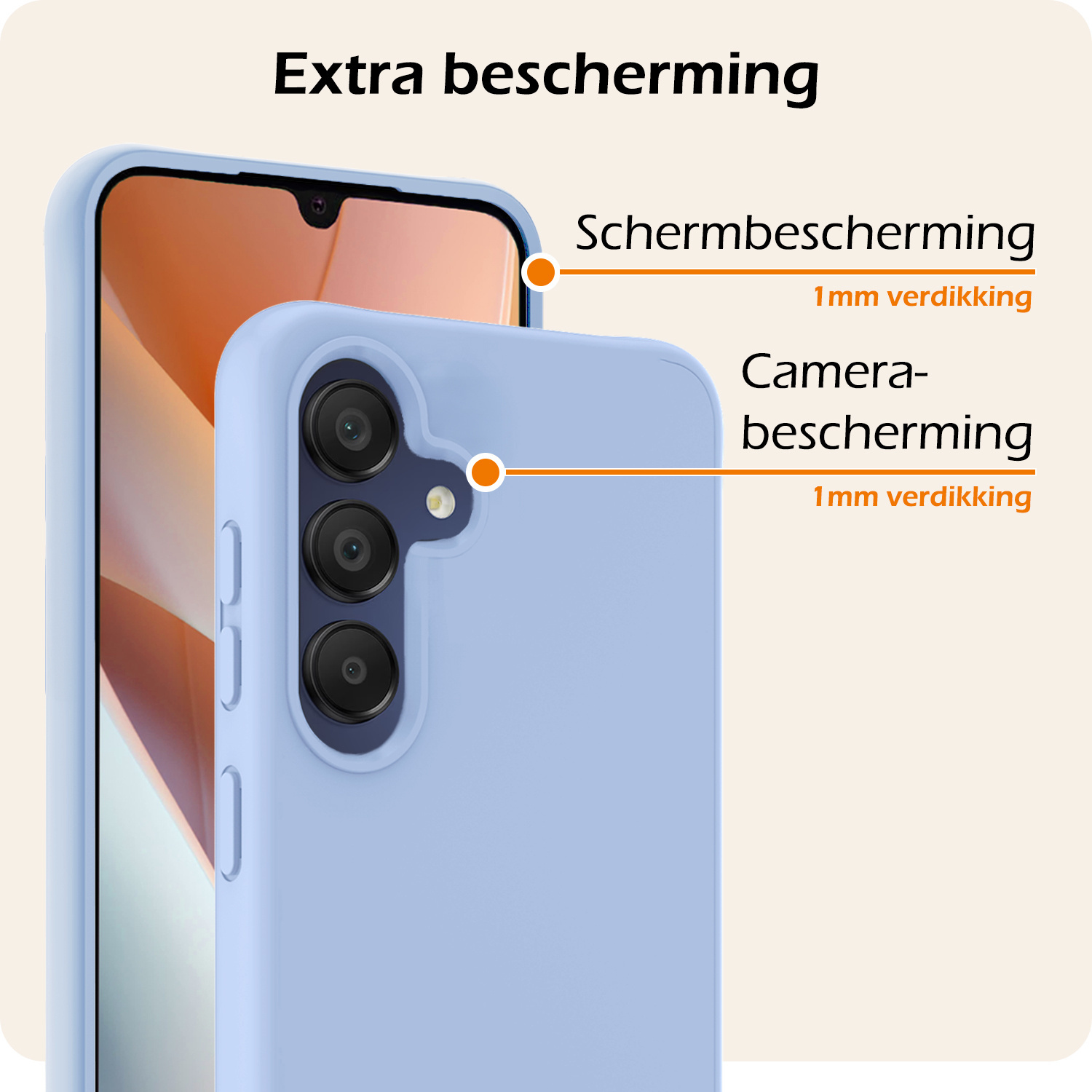 Nomfy Hoesje Geschikt voor Samsung A15 Hoesje Siliconen Cover Case Met 2x Screenprotector - Hoes Geschikt voor Samsung Galaxy A15 Hoes Back Case - Lichtblauw