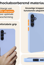 Nomfy Hoesje Geschikt voor Samsung A15 Hoesje Siliconen Cover Case Met 2x Screenprotector - Hoes Geschikt voor Samsung Galaxy A15 Hoes Back Case - Lichtblauw