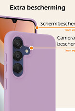 Nomfy Hoesje Geschikt voor Samsung A15 Hoesje Siliconen Cover Case Met 2x Screenprotector - Hoes Geschikt voor Samsung Galaxy A15 Hoes Back Case - Lila