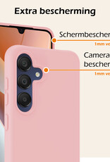 Nomfy Hoesje Geschikt voor Samsung A15 Hoesje Siliconen Cover Case Met 2x Screenprotector - Hoes Geschikt voor Samsung Galaxy A15 Hoes Back Case - Lichtroze