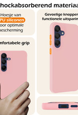 Nomfy Hoesje Geschikt voor Samsung A15 Hoesje Siliconen Cover Case Met 2x Screenprotector - Hoes Geschikt voor Samsung Galaxy A15 Hoes Back Case - Lichtroze