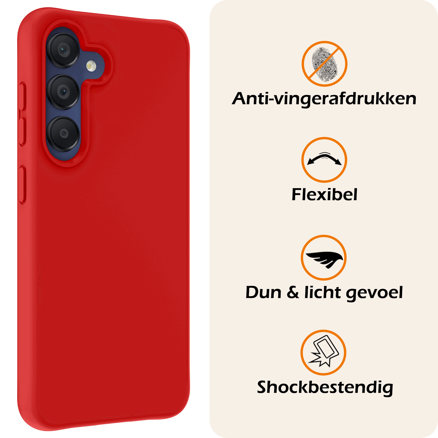 Nomfy Hoesje Geschikt voor Samsung A15 Hoesje Siliconen Cover Case Met 2x Screenprotector - Hoes Geschikt voor Samsung Galaxy A15 Hoes Back Case - Rood