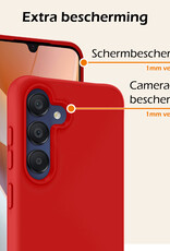 Nomfy Hoesje Geschikt voor Samsung A15 Hoesje Siliconen Cover Case Met 2x Screenprotector - Hoes Geschikt voor Samsung Galaxy A15 Hoes Back Case - Rood