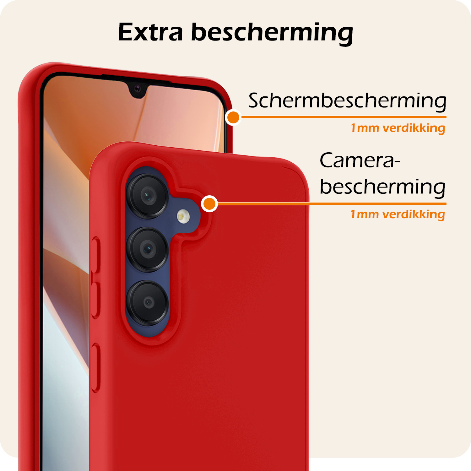 Nomfy Hoesje Geschikt voor Samsung A15 Hoesje Siliconen Cover Case Met 2x Screenprotector - Hoes Geschikt voor Samsung Galaxy A15 Hoes Back Case - Rood