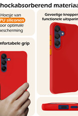Nomfy Hoesje Geschikt voor Samsung A15 Hoesje Siliconen Cover Case Met 2x Screenprotector - Hoes Geschikt voor Samsung Galaxy A15 Hoes Back Case - Rood