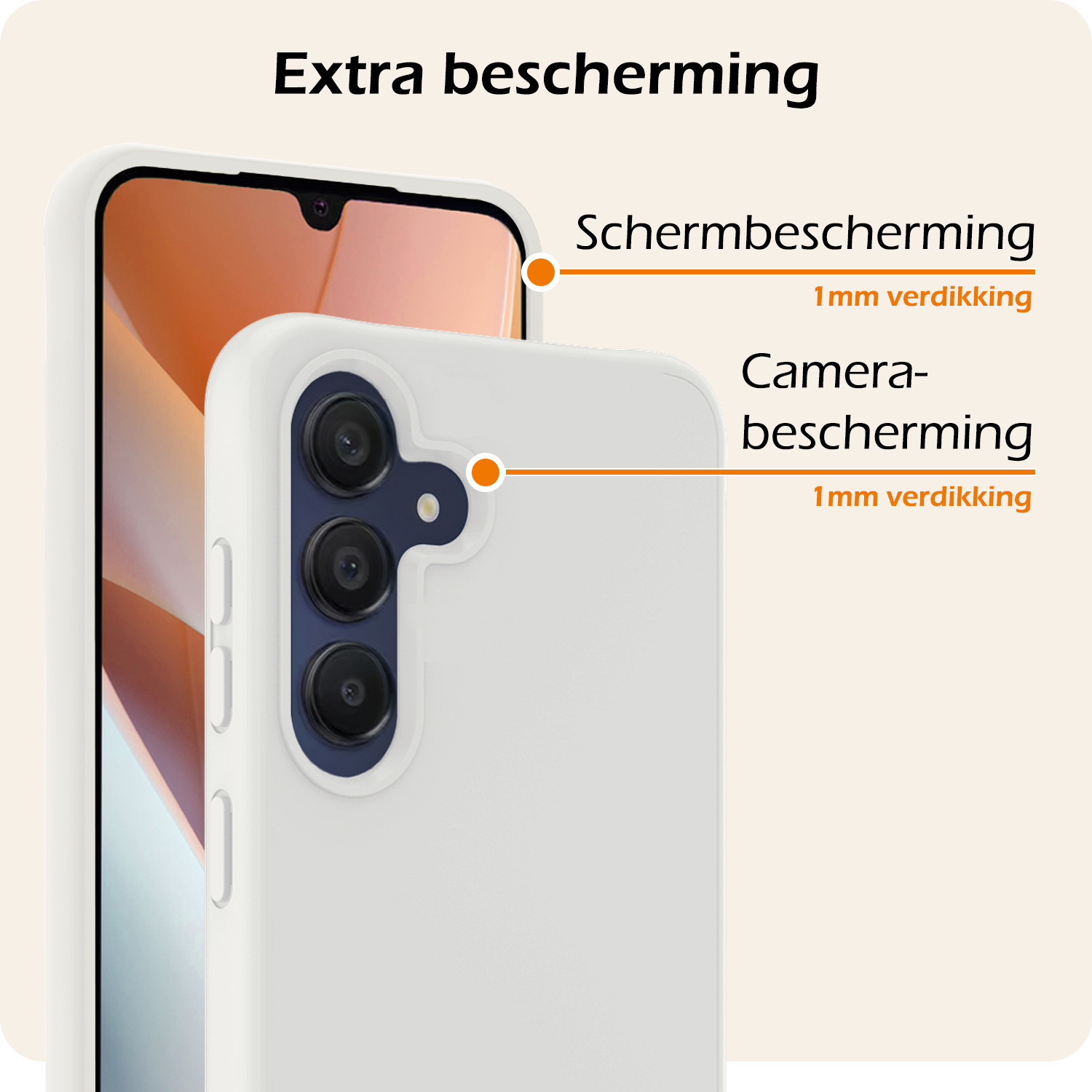 Nomfy Hoesje Geschikt voor Samsung A15 Hoesje Siliconen Cover Case Met 2x Screenprotector - Hoes Geschikt voor Samsung Galaxy A15 Hoes Back Case - Wit