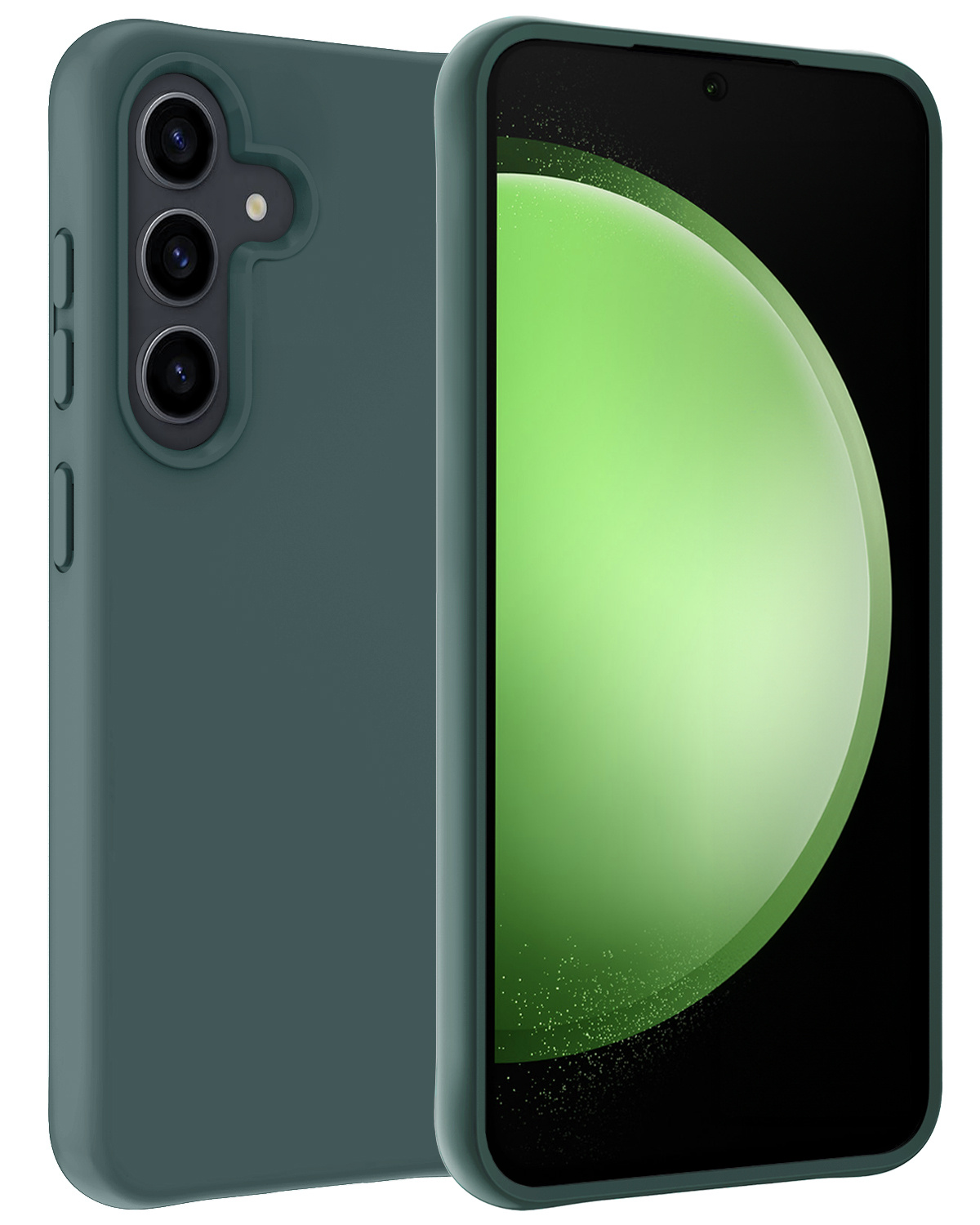 BASEY. Hoes Geschikt voor Samsung S23 FE Hoesje Siliconen Back Cover Case - Hoesje Geschikt voor Samsung Galaxy S23 FE Hoes Cover Hoesje - Donkergroen