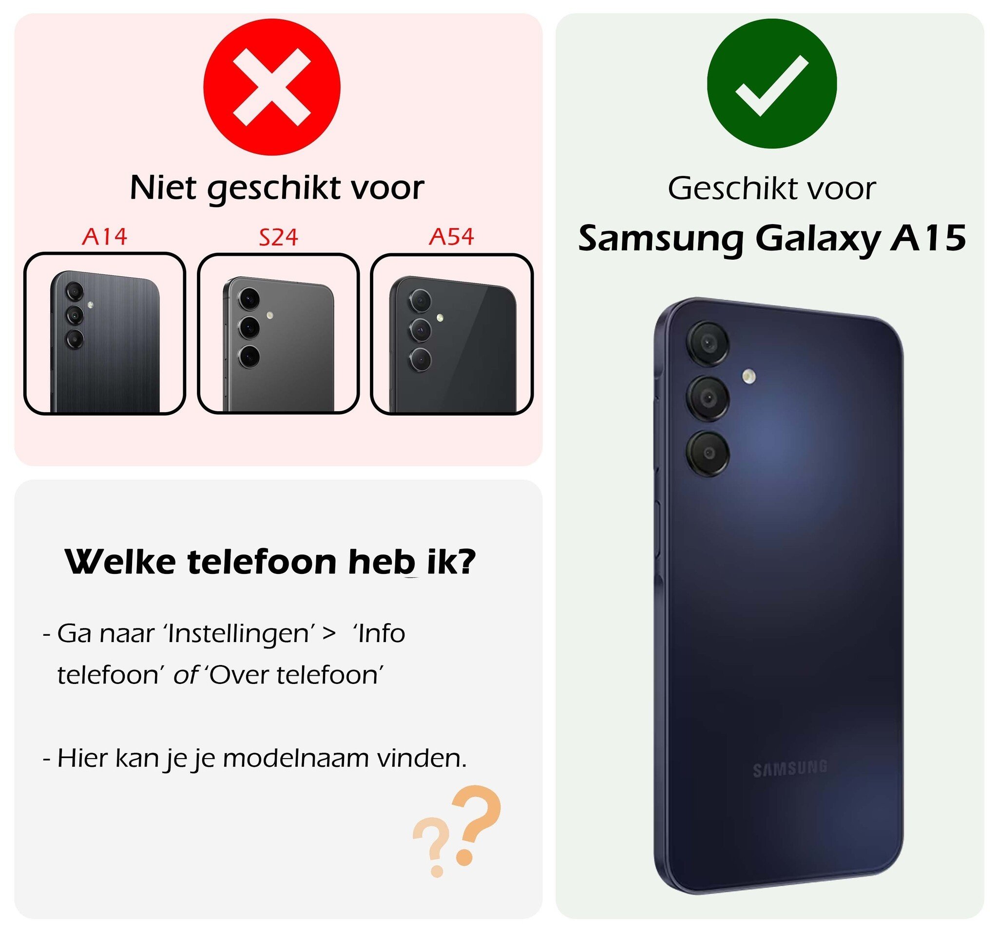 Nomfy Hoesje Geschikt voor Samsung A15 Hoesje Siliconen Cover Case Met 2x Screenprotector - Hoes Geschikt voor Samsung Galaxy A15 Hoes Back Case - Zwart