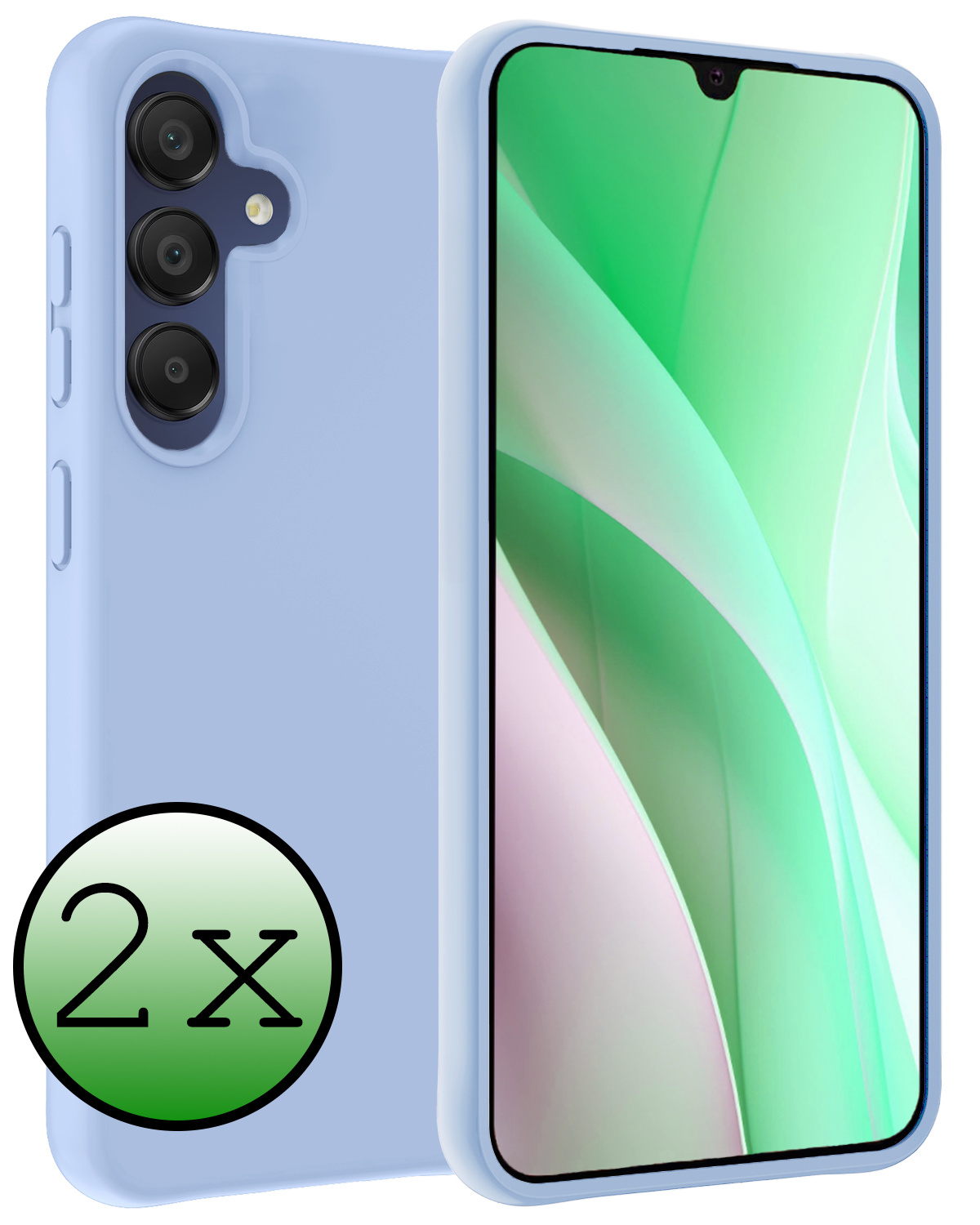 BASEY. Hoes Geschikt voor Samsung A15 Hoesje Siliconen Back Cover Case - Hoesje Geschikt voor Samsung Galaxy A15 Hoes Cover Hoesje - Lichtblauw - 2 Stuks