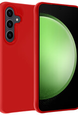 BASEY. Hoes Geschikt voor Samsung S23 FE Hoesje Siliconen Back Cover Case - Hoesje Geschikt voor Samsung Galaxy S23 FE Hoes Cover Hoesje - Rood