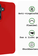 BASEY. Hoes Geschikt voor Samsung S23 FE Hoesje Siliconen Back Cover Case - Hoesje Geschikt voor Samsung Galaxy S23 FE Hoes Cover Hoesje - Rood