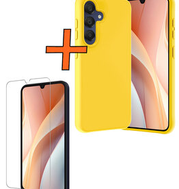 Nomfy Nomfy Samsung Galaxy A15 Hoesje Siliconen Met Screenprotector - Geel