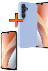Nomfy Hoesje Geschikt voor Samsung A15 Hoesje Siliconen Cover Case Met Screenprotector - Hoes Geschikt voor Samsung Galaxy A15 Hoes Back Case - Lichtblauw