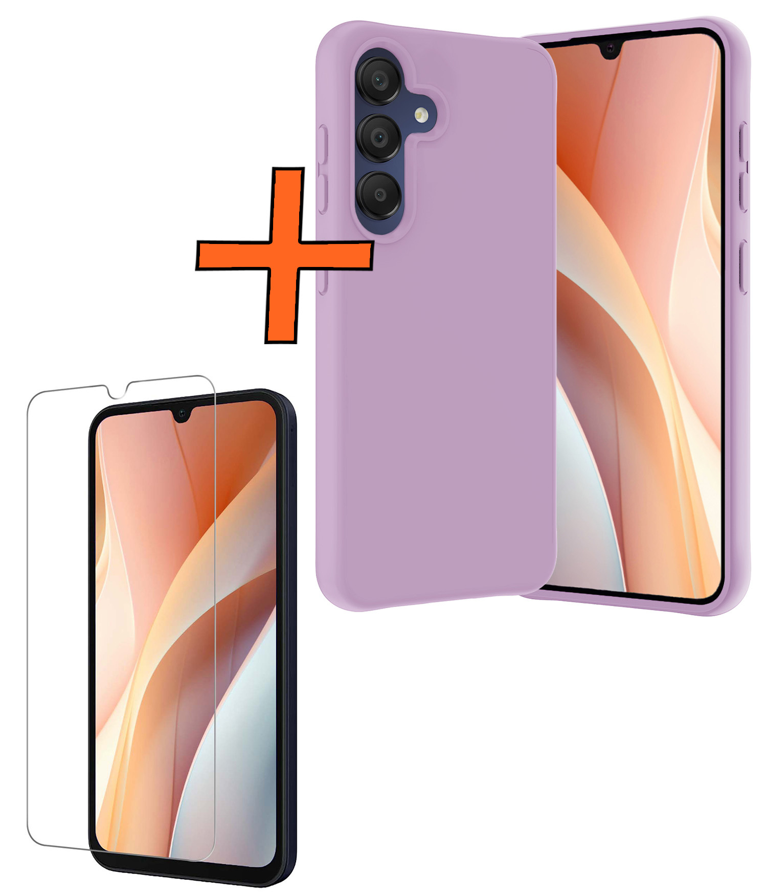 Nomfy Hoesje Geschikt voor Samsung A15 Hoesje Siliconen Cover Case Met Screenprotector - Hoes Geschikt voor Samsung Galaxy A15 Hoes Back Case - Lila