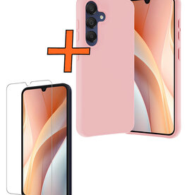 Nomfy Nomfy Samsung Galaxy A15 Hoesje Siliconen Met Screenprotector - Lichtroze