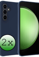 BASEY. Hoes Geschikt voor Samsung S23 FE Hoesje Siliconen Back Cover Case - Hoesje Geschikt voor Samsung Galaxy S23 FE Hoes Cover Hoesje - Donkerblauw - 2 Stuks