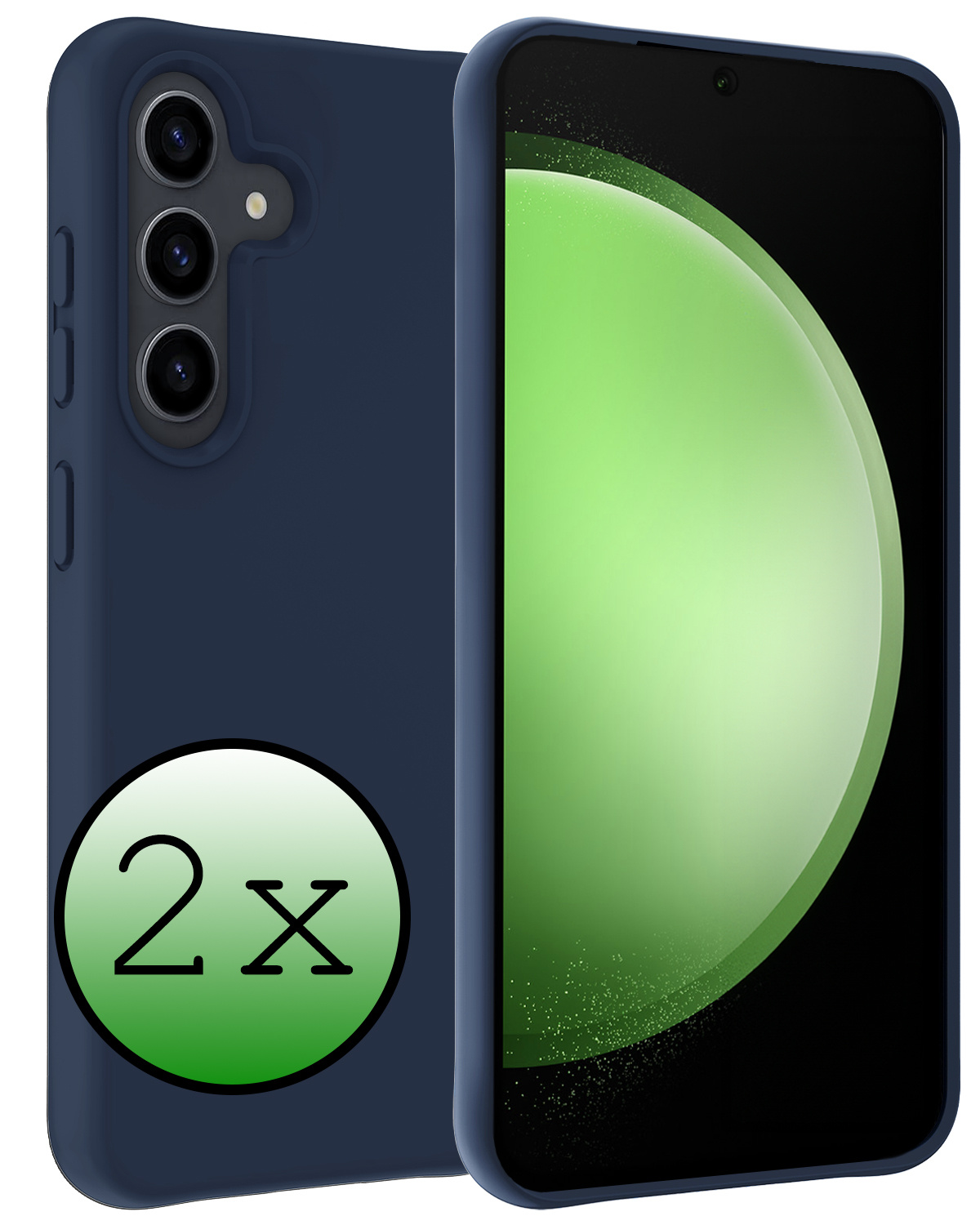 BASEY. Hoes Geschikt voor Samsung S23 FE Hoesje Siliconen Back Cover Case - Hoesje Geschikt voor Samsung Galaxy S23 FE Hoes Cover Hoesje - Donkerblauw - 2 Stuks