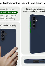 BASEY. Hoes Geschikt voor Samsung S23 FE Hoesje Siliconen Back Cover Case - Hoesje Geschikt voor Samsung Galaxy S23 FE Hoes Cover Hoesje - Donkerblauw - 2 Stuks