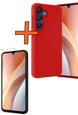 Nomfy Hoesje Geschikt voor Samsung A15 Hoesje Siliconen Cover Case Met Screenprotector - Hoes Geschikt voor Samsung Galaxy A15 Hoes Back Case - Rood