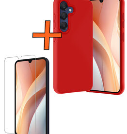 Nomfy Nomfy Samsung Galaxy A15 Hoesje Siliconen Met Screenprotector - Rood