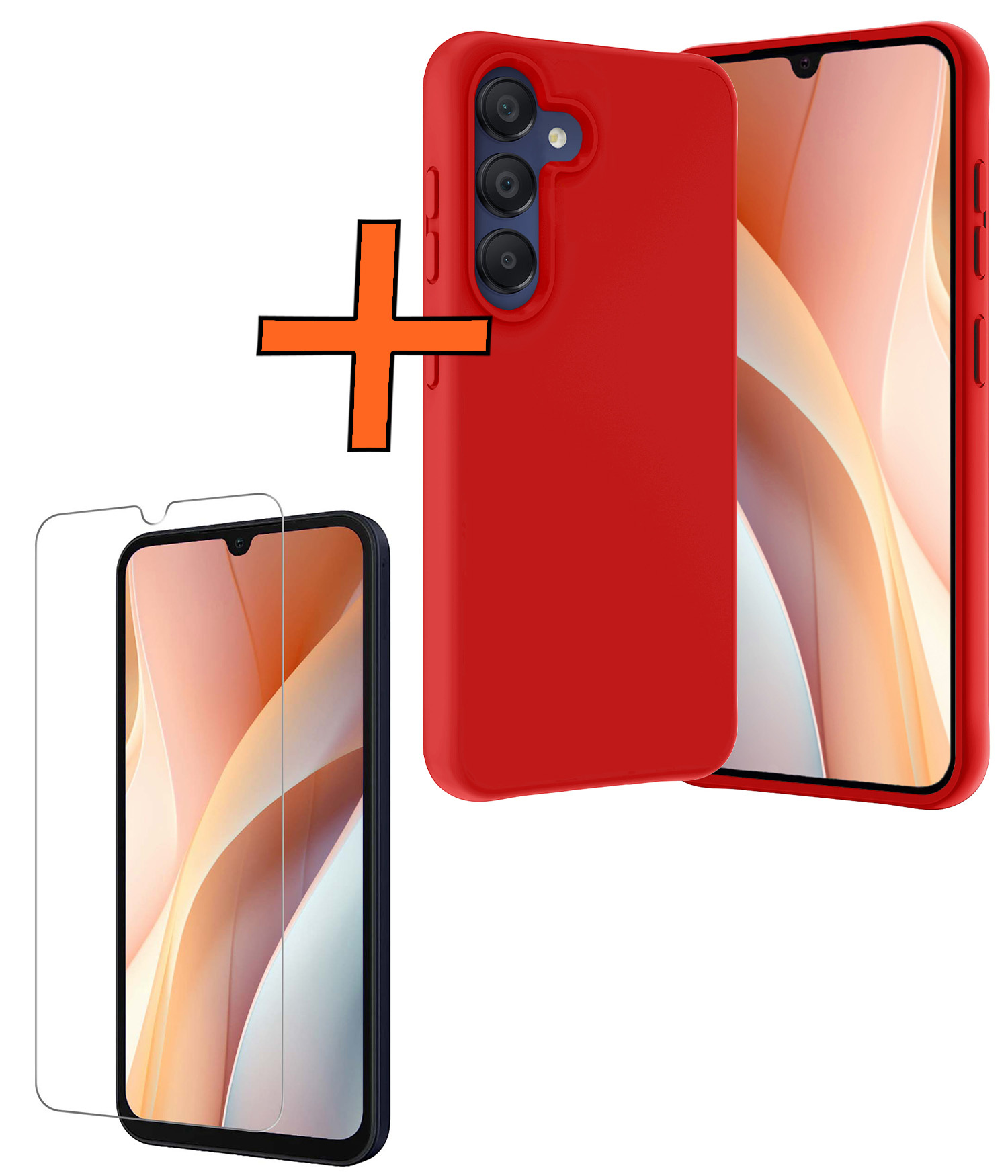 Nomfy Hoesje Geschikt voor Samsung A15 Hoesje Siliconen Cover Case Met Screenprotector - Hoes Geschikt voor Samsung Galaxy A15 Hoes Back Case - Rood