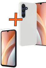 Nomfy Hoesje Geschikt voor Samsung A15 Hoesje Siliconen Cover Case Met Screenprotector - Hoes Geschikt voor Samsung Galaxy A15 Hoes Back Case - Wit