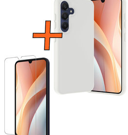 Nomfy Nomfy Samsung Galaxy A15 Hoesje Siliconen Met Screenprotector - Wit