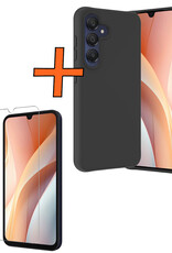 Nomfy Hoesje Geschikt voor Samsung A15 Hoesje Siliconen Cover Case Met Screenprotector - Hoes Geschikt voor Samsung Galaxy A15 Hoes Back Case - Zwart