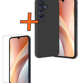Nomfy Nomfy Samsung Galaxy A15 Hoesje Siliconen Met Screenprotector - Zwart