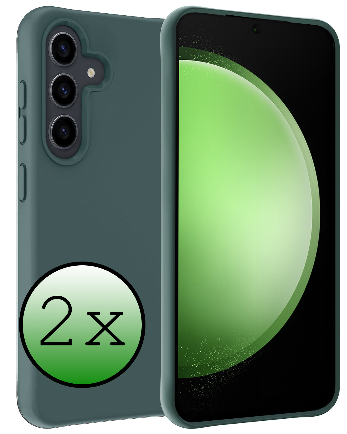 BASEY. Hoes Geschikt voor Samsung S23 FE Hoesje Siliconen Back Cover Case - Hoesje Geschikt voor Samsung Galaxy S23 FE Hoes Cover Hoesje - Donkergroen - 2 Stuks