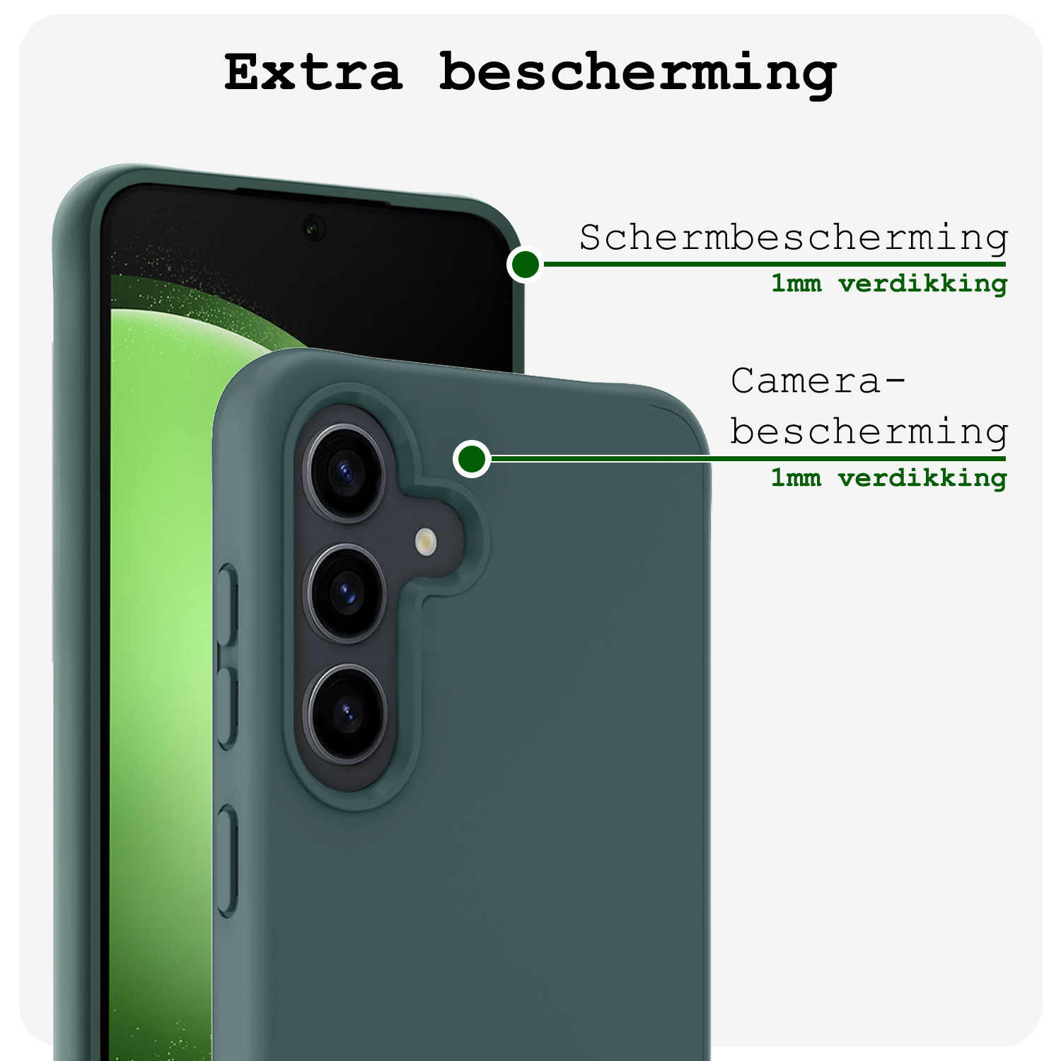 BASEY. Hoes Geschikt voor Samsung S23 FE Hoesje Siliconen Back Cover Case - Hoesje Geschikt voor Samsung Galaxy S23 FE Hoes Cover Hoesje - Donkergroen - 2 Stuks