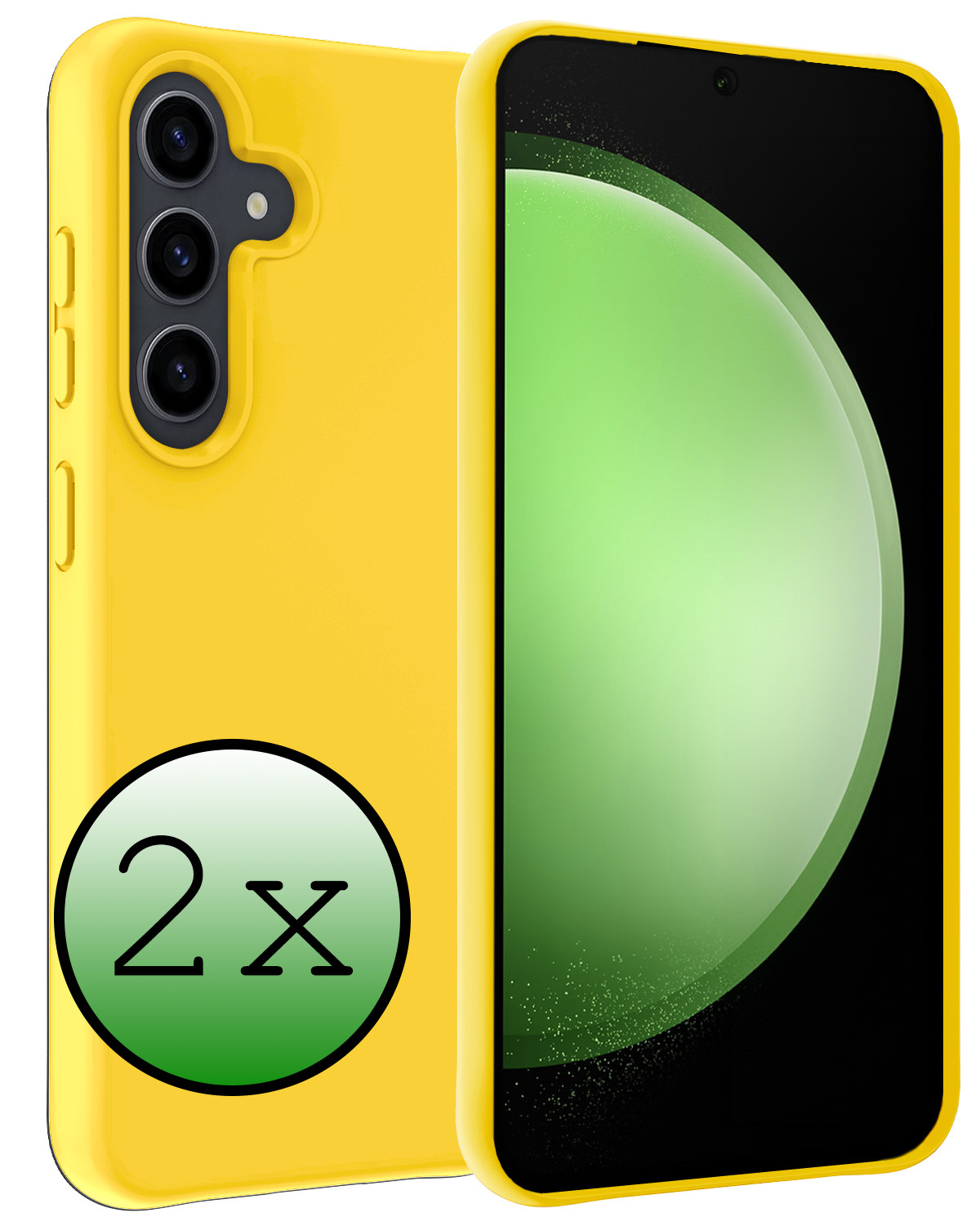 BASEY. Hoes Geschikt voor Samsung S23 FE Hoesje Siliconen Back Cover Case - Hoesje Geschikt voor Samsung Galaxy S23 FE Hoes Cover Hoesje - Geel - 2 Stuks