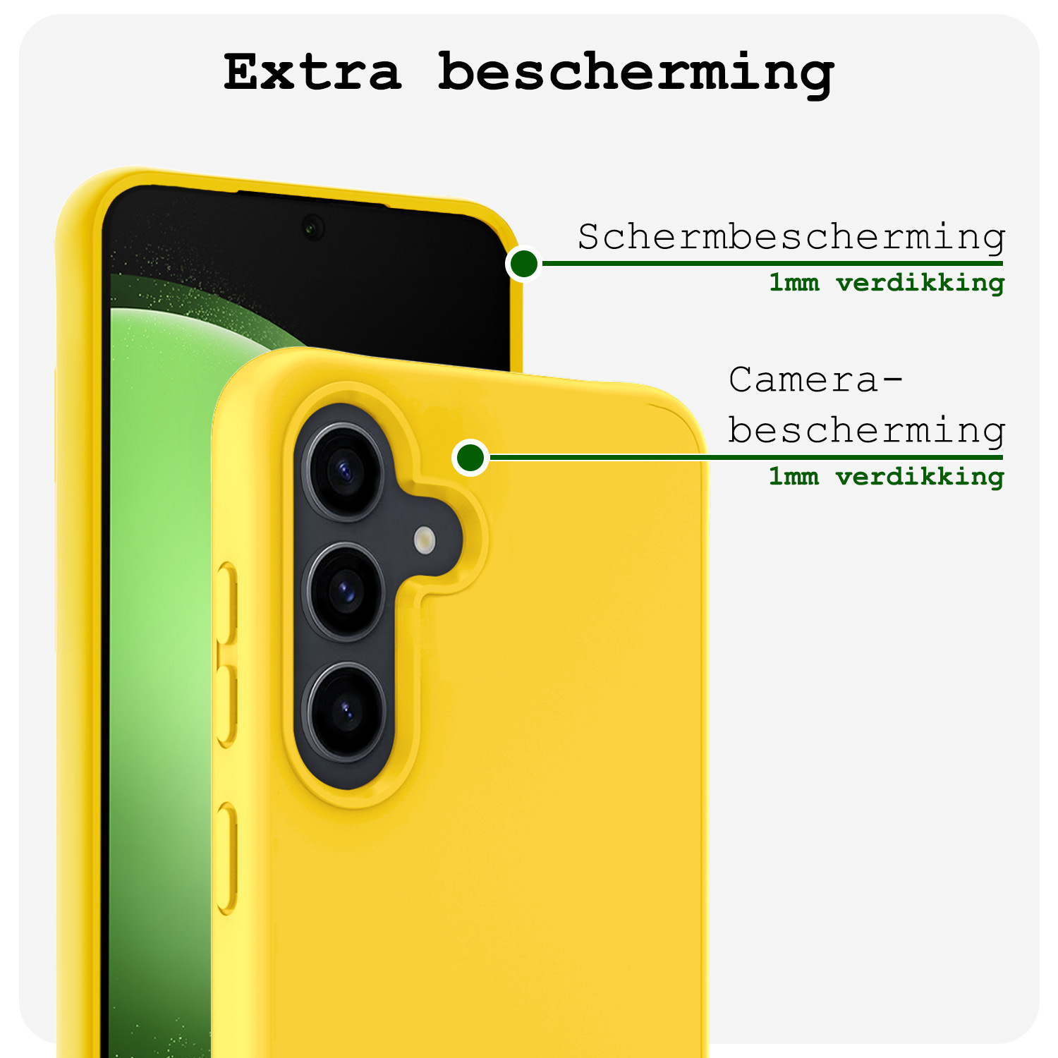 BASEY. Hoes Geschikt voor Samsung S23 FE Hoesje Siliconen Back Cover Case - Hoesje Geschikt voor Samsung Galaxy S23 FE Hoes Cover Hoesje - Geel - 2 Stuks