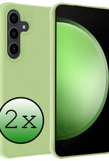 BASEY. Hoes Geschikt voor Samsung S23 FE Hoesje Siliconen Back Cover Case - Hoesje Geschikt voor Samsung Galaxy S23 FE Hoes Cover Hoesje - Groen - 2 Stuks