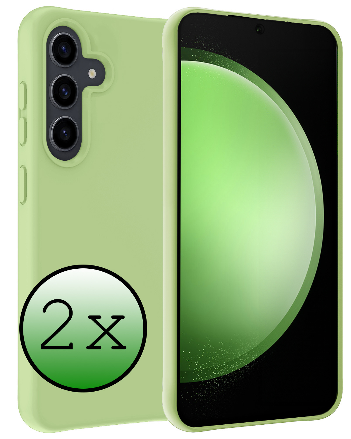 BASEY. Hoes Geschikt voor Samsung S23 FE Hoesje Siliconen Back Cover Case - Hoesje Geschikt voor Samsung Galaxy S23 FE Hoes Cover Hoesje - Groen - 2 Stuks