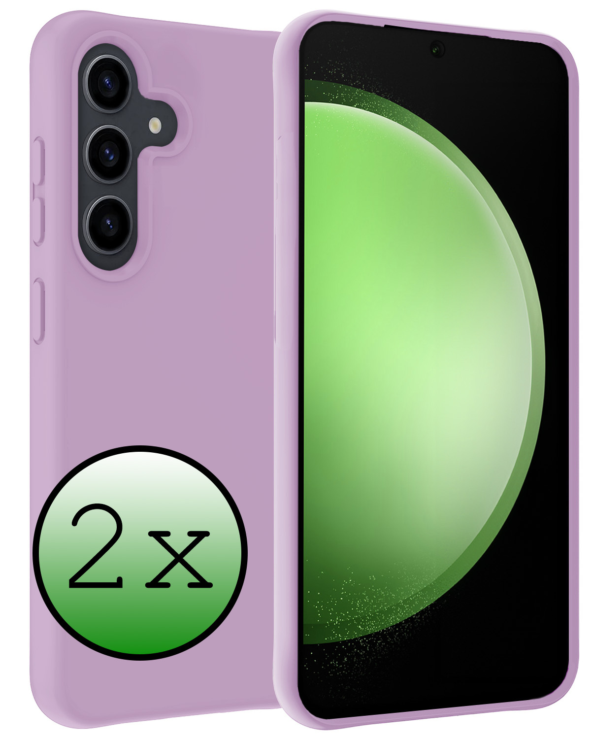 BASEY. Hoes Geschikt voor Samsung S23 FE Hoesje Siliconen Back Cover Case - Hoesje Geschikt voor Samsung Galaxy S23 FE Hoes Cover Hoesje - Lila - 2 Stuks