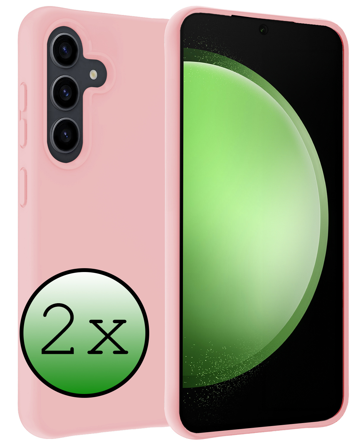 BASEY. Hoes Geschikt voor Samsung S23 FE Hoesje Siliconen Back Cover Case - Hoesje Geschikt voor Samsung Galaxy S23 FE Hoes Cover Hoesje - Lichtroze - 2 Stuks